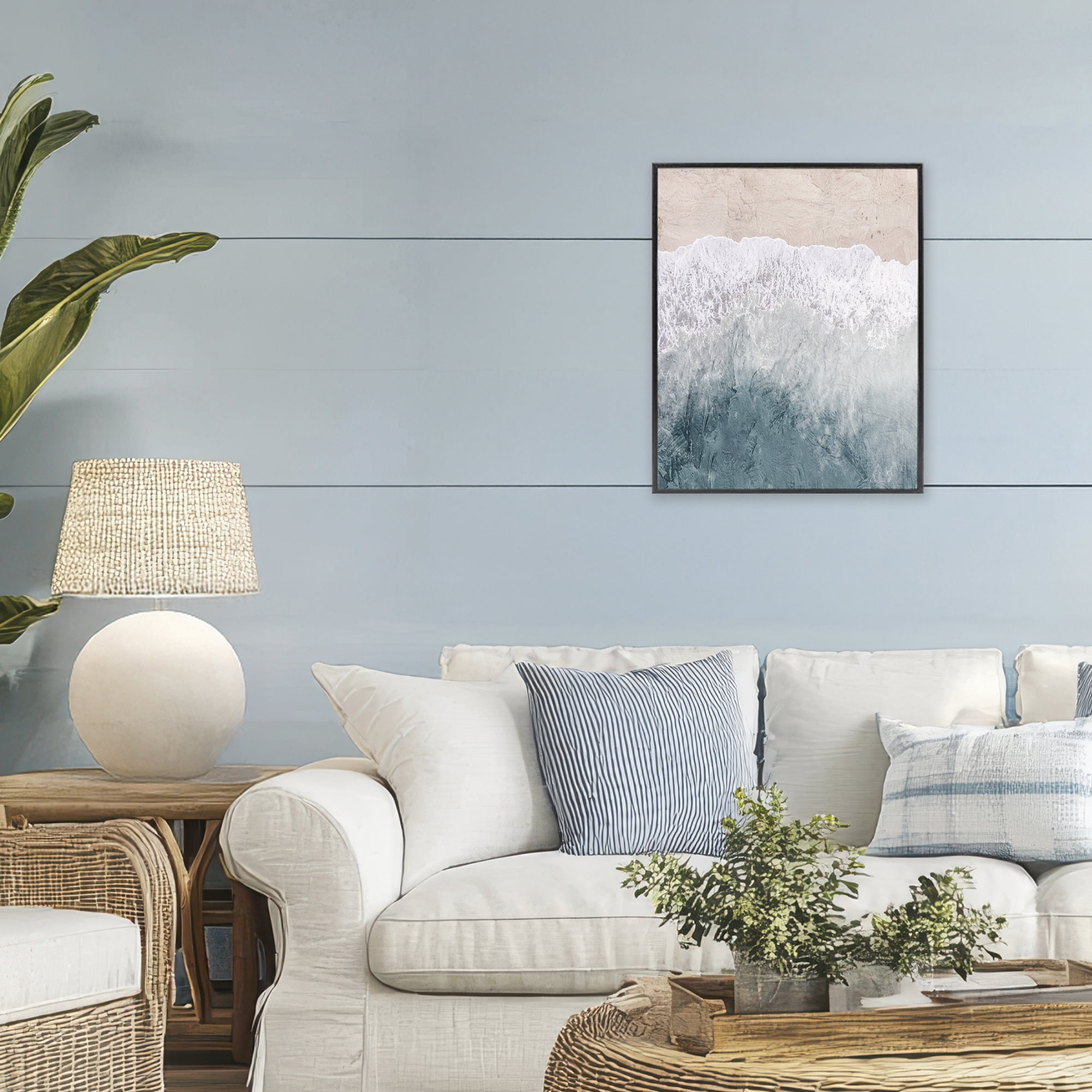 Stupell Industries Beach Top Shore Black Framed Giclee Art, design by Kim Allen