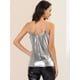 thumbnail image 5 of Camiseta de tirantes Allegra K fiesta brillante metalizada Color Plata brillante L, 5 of 6