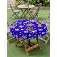 thumbnail image 3 of Outdoor Tablecloth with Umbrella Hole and Zipper, Christmas Snowflakes Round Table Cloth 54 Inch Waterproof Tablecloth, Xmas Winter Watercolor Blue Picnic Table Cover for Patio Camping, 3 of 7