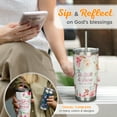 thumbnail image 7 of Christian Art Gifts Reusable Stainless Steel Scripture Travel Mug Tumbler w/Straw for Women: Be Still & Know, Double Wall Vacuum Insulated, Pop-up Lid, Hot/Cold, White & Peach Multicolor Floral, 18 oz, 7 of 7