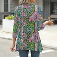 thumbnail image 3 of QQAMB 3/4 Sleeve Tunic Tops for Women Dressy Casual Crewneck Floral Printed Loose Blouse Flowy Shirts Multicolor 2XL, 3 of 6