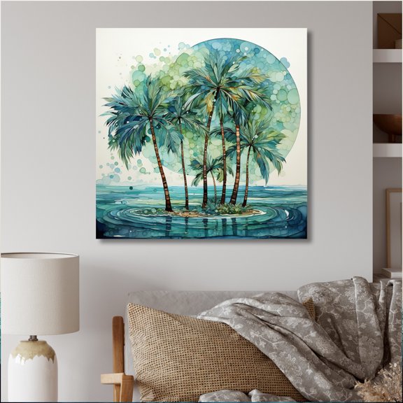 Designart "Minimalims Palm Trees Green III" Floral Wall Art Print