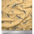 thumbnail image 1 of Soimoi Orange Rayon Fabric Stripe & Mosquito Insects Print Fabric by Yard 56 Inch Wide, 1 of 1