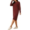 thumbnail image 4 of INSPIRE CHIC Women's Hoodie Dress Casual Pullover Sweater Long Sleeve Sweatshirts Midi Dress with Pocket, 4 of 5