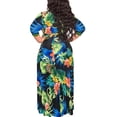 thumbnail image 3 of Brimisal Women Night Dress Plus Size Wrap V Neck 3/4 Sleeves Floral Printed Swing Dress with Belt, 3 of 5