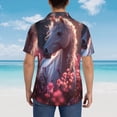 thumbnail image 4 of Balery Flower White Horse Camisas hawaianas de manga corta para hombre, camisas playeras de corte holgado, camisas de vacaciones con botones,X-Large, 4 of 7