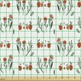 thumbnail image 2 of Ambesonne Floral Fabric by the Yard Upholstery, Apples Flowers Leaves Motif, 10 Yards, White Vermilion, 2 of 5