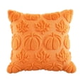 thumbnail image 5 of Pumpkin Fall Decorative Throw Pillow Covers 18"x18", Set of 2 Cream White Soft Faux Fur Pillow Covers for Autumn Harvest, Fluffy Plush Accent Pillow Cases, 5 of 5