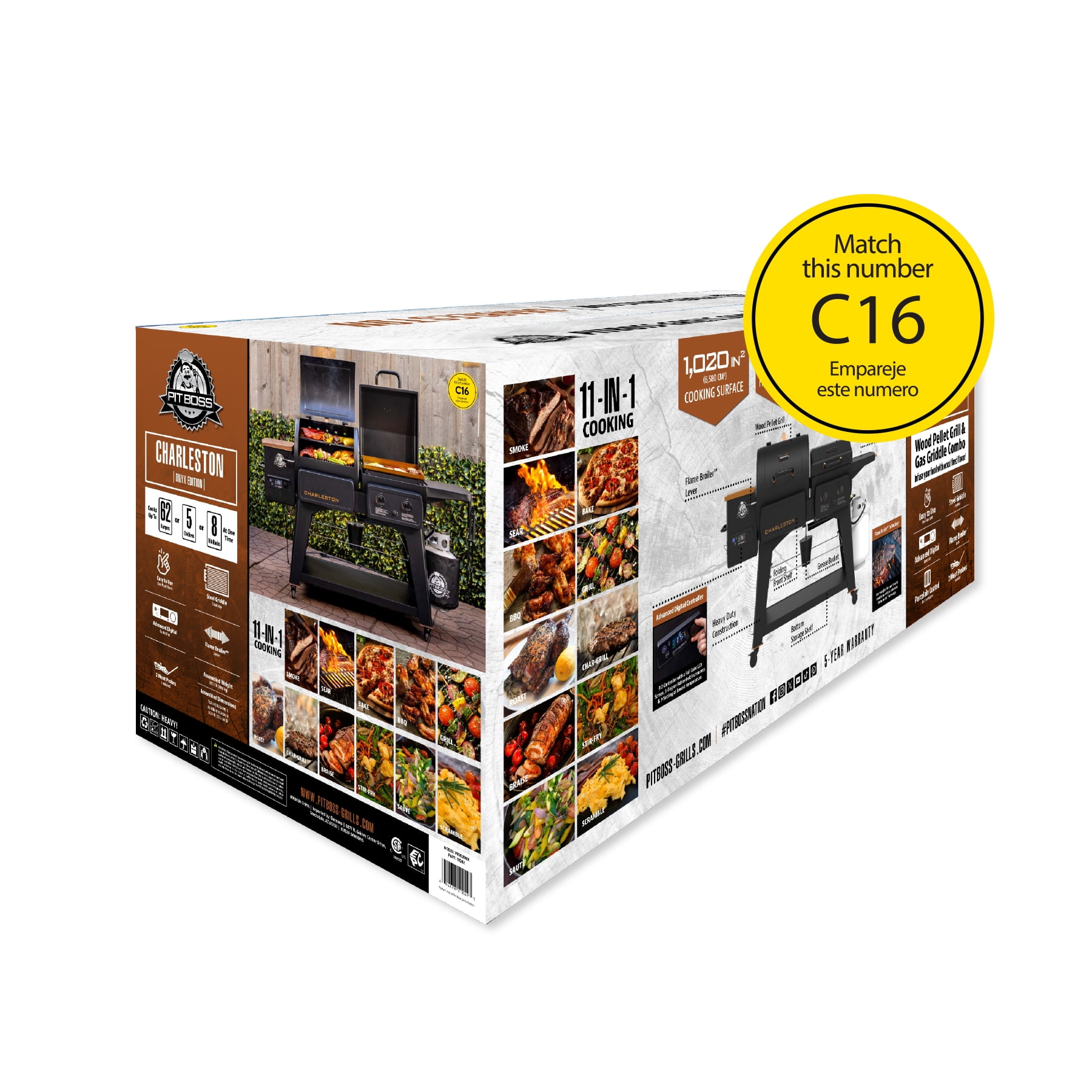 Pit Boss Combo Grill, Charleston 1020 Square inch Pellet Grill and Gas Griddle, Onyx Series
