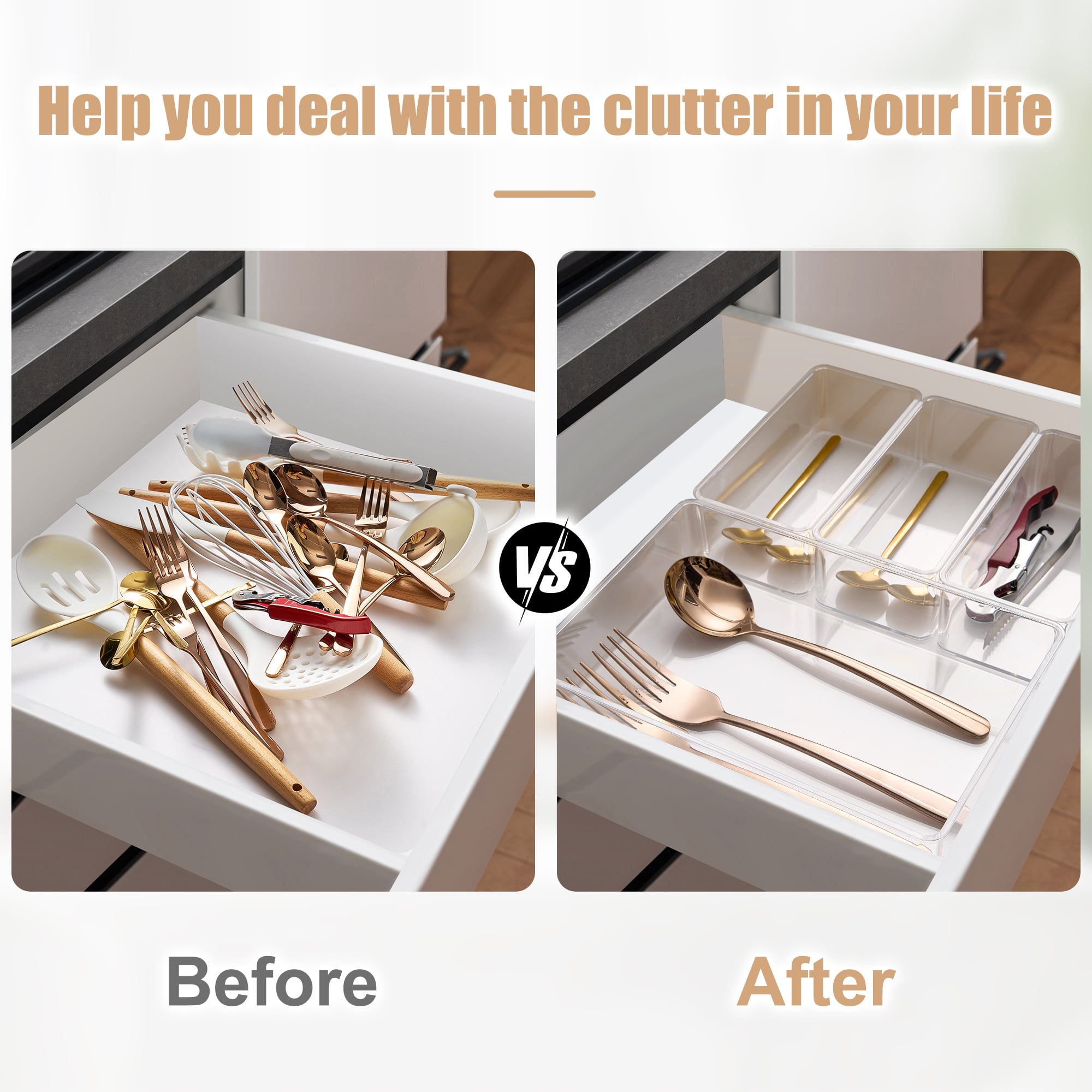 Sorbus Storage bin Drawer organizers for Kitchen, Bathroom, Office, Bedroom, and more (4-Piece Set)