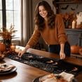 thumbnail image 5 of Voglyf Spooky Ghost Pumpkin Halloween Table Runner, 13脳72 Inch Farmhouse Linen Table Decor With Bat Spider Web Haunted Castle Pattern For Halloween Party Dining Table Centerpiece(#D), 5 of 6