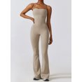 thumbnail image 4 of ZAXARRA Women's Quick drying And Tight Fitting Yoga Slim Halter Jumpsuit, Solid Color Sleeveless Backless Flare Pants Workout Romper, 4 of 8