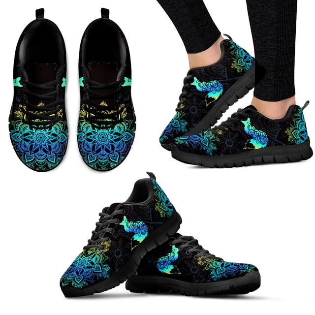 Zapatillas deportivas de moda con diseño de búho y mandala, cómodas y transpirables, para caminar o para baloncesto.