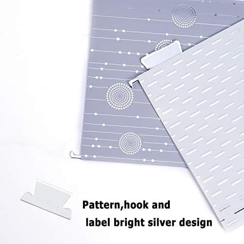 12 Pack Decorative Hanging File Folders Letter Size File Folder Cute Pretty Hanging Folder Organizer for Filing Cabinet Office Home Desktop with 1/5-Cut Adjustable Tabs, 3 Silver Foil Design