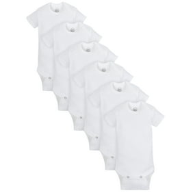 Wonder Nation Baby Boy or Girl Gender Neutral White Short Sleeve Bodysuits, 6-Pack (Newborn-12M)