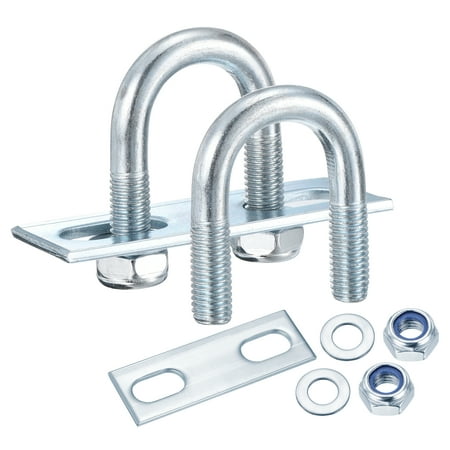 U Bolts 4Set (M10x27x54mm), Round U Bolt Kits DN15 Carbon Steel with Nylon Lock Nut Washers Plates - for Construction, Pipe, Trailer, Automotive, Leaf Spring Fastener