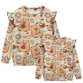 thumbnail image 5 of Garronmavis Capybara Long Sleeve Sweatshirt Polyester Spandex Fabric Dessert Pullover Drop Shoulder Sweater 3T Warm Girls Crewneck Sweatshirt Ruffle Toddler Girl Clothes for Daily Life, 5 of 7