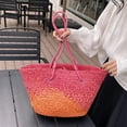 thumbnail image 6 of Fashionable Female Weave Shoulder Bag for Beach Vacation and Travel Colorful Woven Straw Handbag Large Basket Bucket Bag, 6 of 9