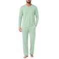thumbnail image 2 of HAJWOH Mens Pajamas Set Long Sleeve Sleepwear Crew Neck 2 Piece Loungewear Nightshirt Top & Pants with Pockets, 2 of 5