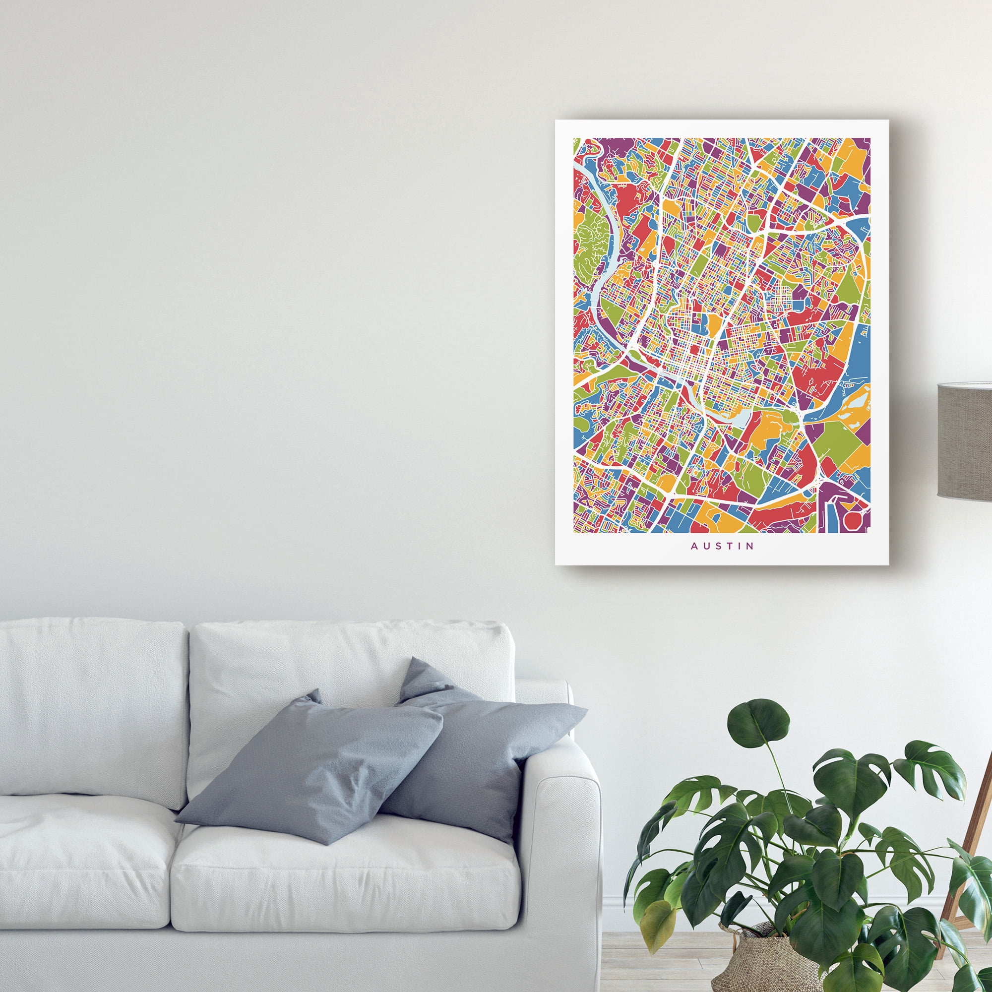 Trademark Fine Art 'Austin Texas City Map IV' Canvas Art by Michael Tompsett