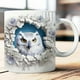 thumbnail image 3 of 3D Owl Ceramic Coffee Mark Cup, Tea Cup, Cute Broken Wall Pattern, 3 of 5