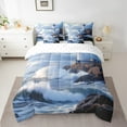 thumbnail image 2 of Erosebridal Ocean Wave Bedding Sets Full Size, Coastal Lighthouse Comforter Sets with Sheets, 3D Scenery Decor, Reversible 7pcs, 2 of 6