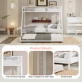 thumbnail image 4 of Kdymod Twin-XL over Queen Bunk Bed with Twin Trundle, Triple Bunk Bed with Ladder & Safety Guardrail, Space-Saving 3-Bed Bunk Bed Frame for Teens and Adults, No Box Spring Needed, White, 4 of 10