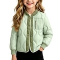 thumbnail image 4 of Girls Lightweight Quilted Padded Jacket Button Down Coat Cozy Warm Long Sleeve Outerwear for Girls Winter Outdoor Daily Wear, 4 of 6