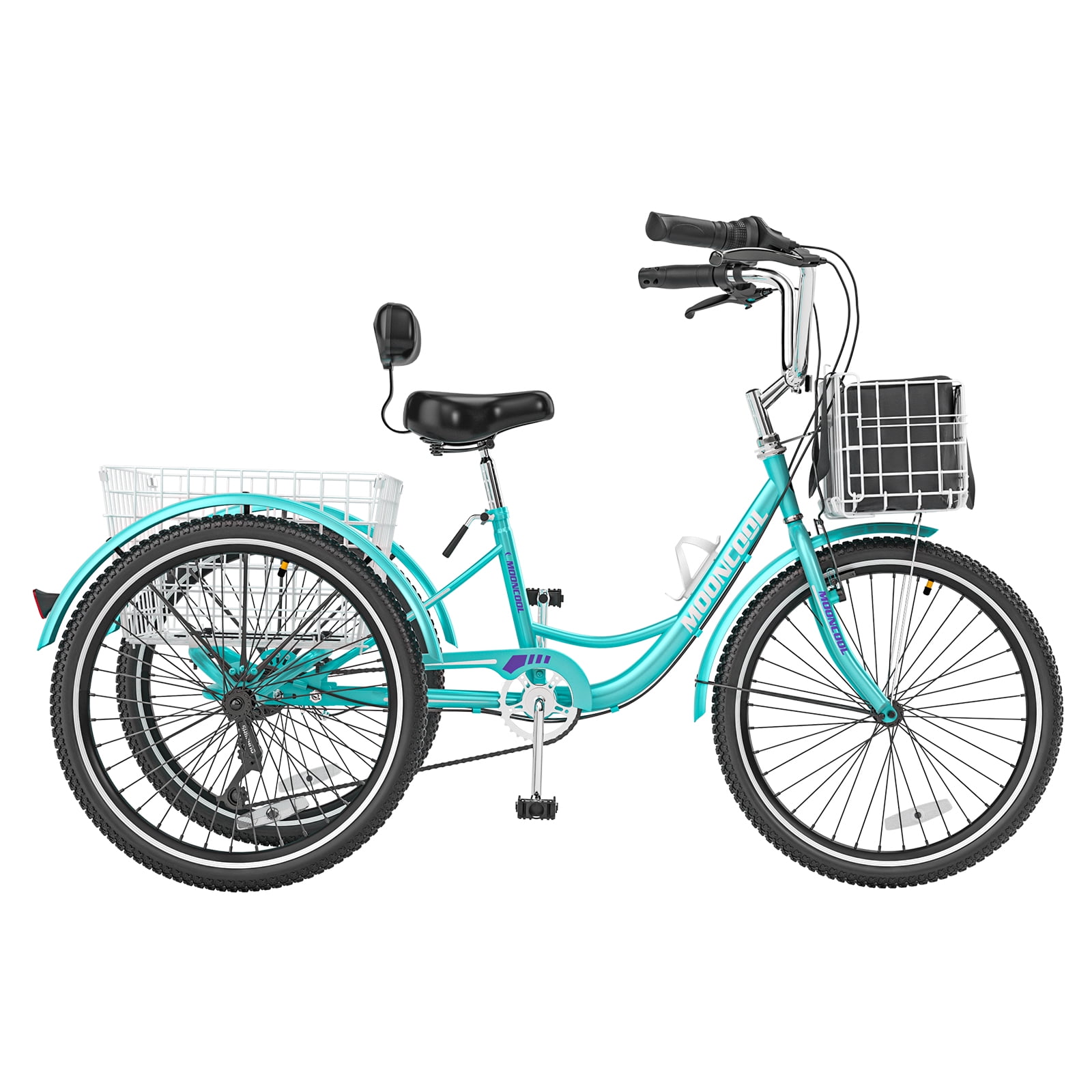 Mooncool Adult Tricycle 20/24/26 inch 7 Speed, Three Wheel Bicycle for Adult, Trike Cruiser W/ Tools & Big Basket for Exercise Shopping Picnic Outdoor Activities