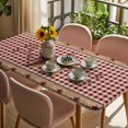 thumbnail image 3 of Vintage Texas Star Brown Table Cloths for 6 Foot Rectangle Tables, Red Plaid Berry Farmhouse Patio Waterproof Elastic Fitted Tablecloths, Washable Rectangular Table Cover for Camping, 3 of 8
