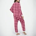 thumbnail image 5 of Mifsaly Womens Pajama Set Plaid Fuzzy Fleece Warm Pjs 2 Piece Long Sleeve Crewneck Thermal Sleepwear High Waist Cozy Pants with Pockets Lounge Matching Outfits Winter Homewear, 5 of 6