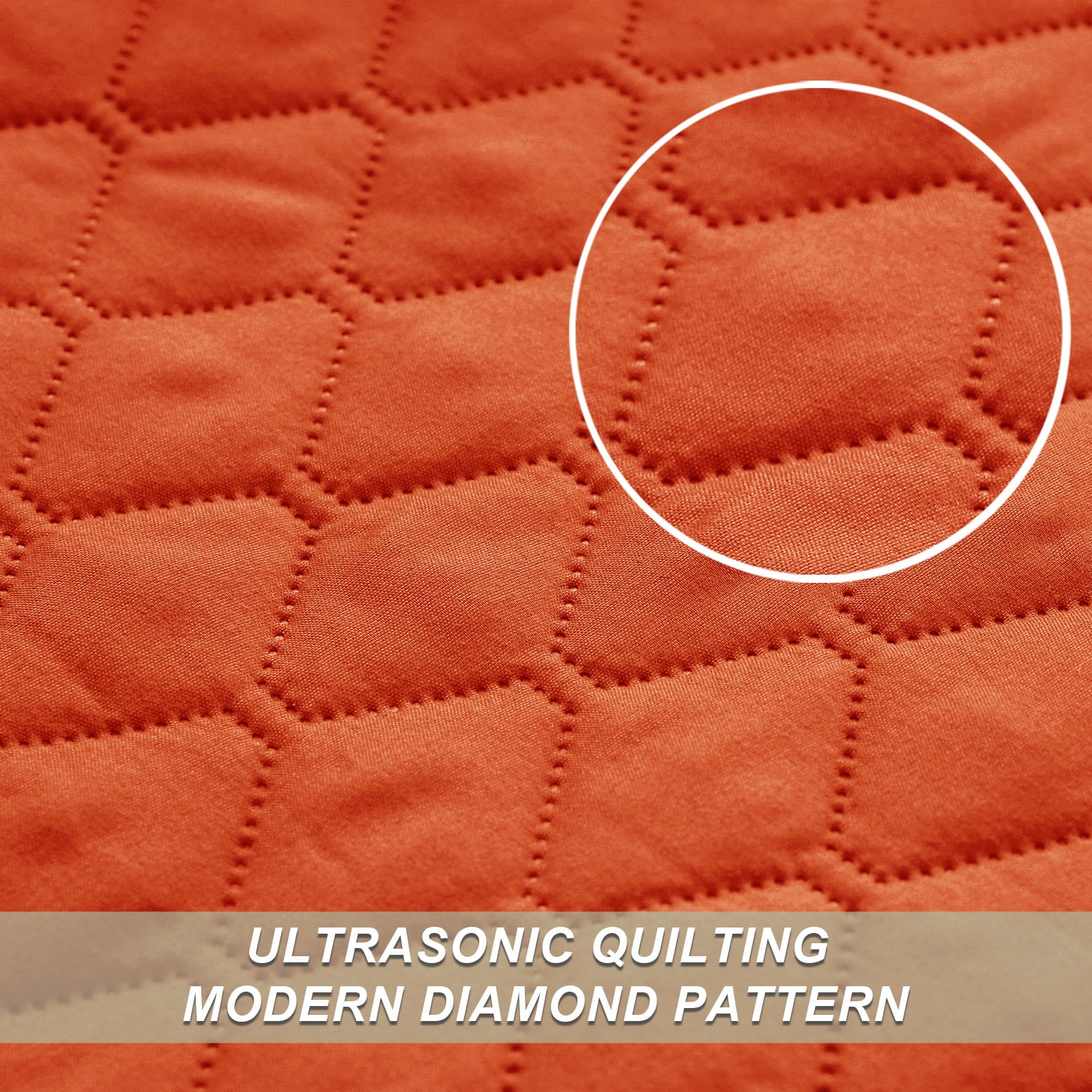 Exclusivo Mezcla Queen Quilt Set, 3-Piece Lightweight Queen Quilts Soft Bedspreads Bed Coverlets, Burnt Orange, 90"x96"