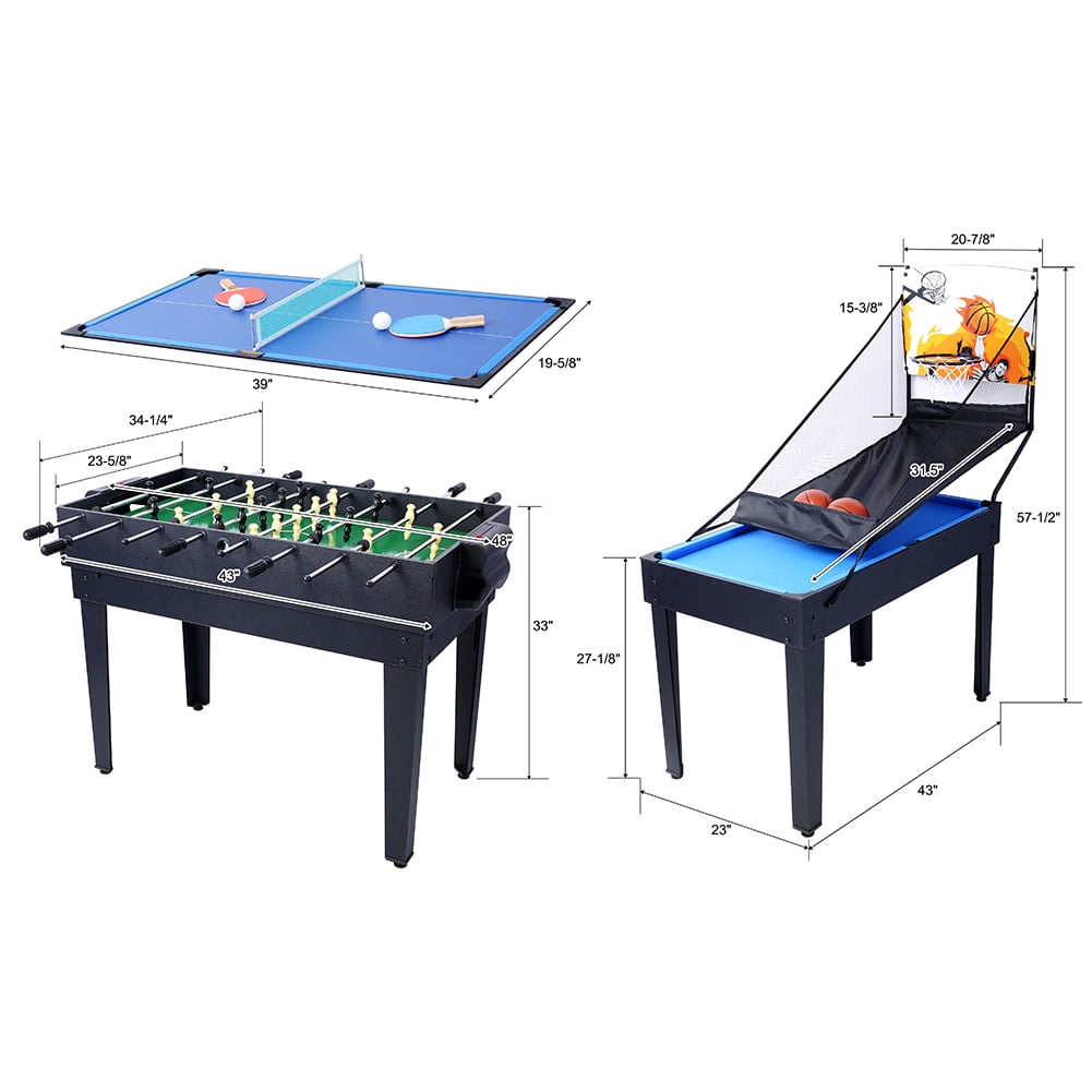 5-in-1 Multi Game Table 3.6x2 Ft Combo Game Table Foosball/Pool/ping Pong/basketball/Hockey Combination Game Table for Home