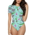 thumbnail image 2 of Picia Hippo With Flamingos And Crocodiles Womens One Piece Swimsuits Modest Tummy Control Bathing Suits Lace Up Slimming Swim Suit-Small, 2 of 9