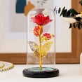 thumbnail image 2 of Artificial Rose Flower in Glass Gnome with LED Lights Butterfly, Galaxy Rose Gifts for Women Mom Wife Girlfriend on Mother’s Day Wedding, Christmas, Valentine's Day, Red, 2 of 5