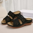 thumbnail image 6 of Viluyesy Sandals for Womens, Arch Support Hollow Floral Wide Width Beach Wedge Slippers Black, 6 of 8