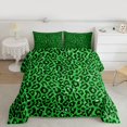 thumbnail image 2 of Feelyou Green Leopard Print Full Size Comforter Sets, Modern Fashion Polkadots Bedding Comforter Set, Cheetah Wildlife Reversible Bedding Sets, Microfiber Bedroom Decor, 3 Pieces, 2 of 8