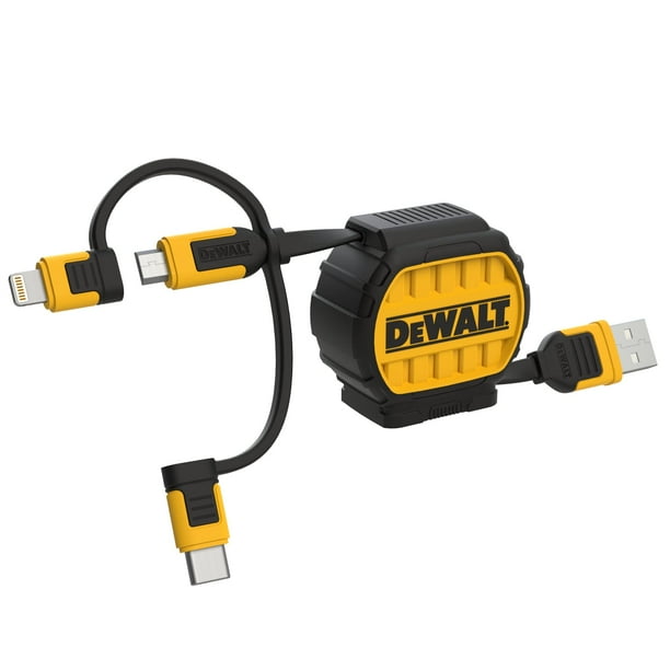 DEWALT 3 en 1 Retráctil Multi Charging Cord, 3ft Fast Charger Cord, Multi Charger Adapter with Lightning/Type C/Micro USB Port for iPhones/Samsung Galaxy/PS/Tablets/Má DeWalt NA