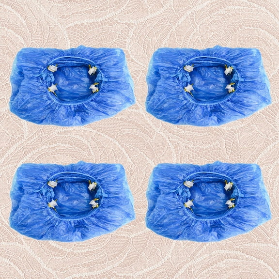 NIYANGLE Anti Skid Shoe Covers Slip-Resistant Blue 100pcs for Home Use