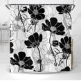 thumbnail image 3 of Black and White Floral Shower Curtain, Abstract Aesthetic Flower Botanical Sketch Print Bathroom Curtain for Bathtub Home Decor Waterproof Fabric Machine Washable with 12 Hooks, 3 of 6