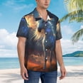 thumbnail image 2 of KLL Men's Hawaiian Shirt Short Sleeve Button Down Beach Shirts-Starry Light White Horse, 2 of 5