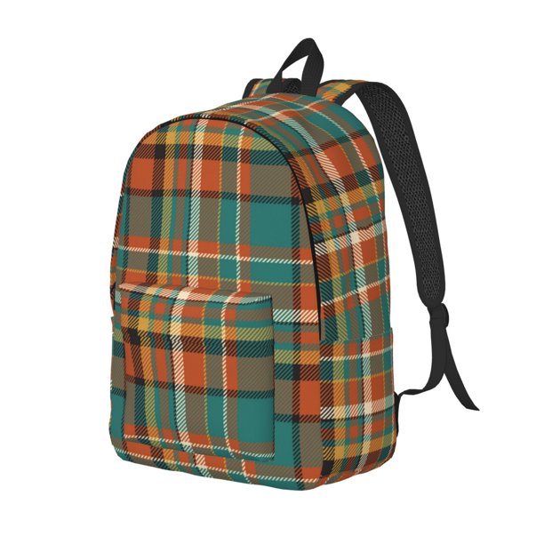 Balery colorful plaid Mochila Clásica Impresa Básica para Viaje, Mochila Escolar Resistente al Agua, Mochila de Lona con Correas Ajustables-Medium