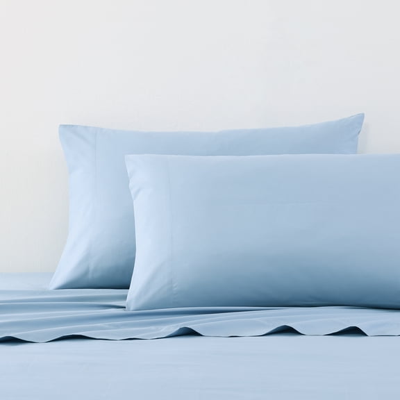 Nautica Solid 100% Cotton Percale Sheet Set, Twin XL, Lake Blue, 3-Piece (All-Seasons, Crisp & Cool Feel)