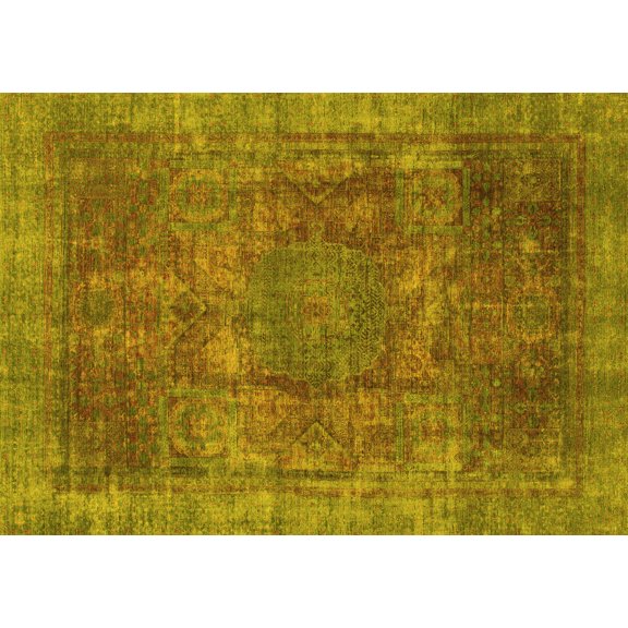 Ahgly Company Indoor Rectangle Oriental Yellow Modern Area Rugs, 4' x 6'