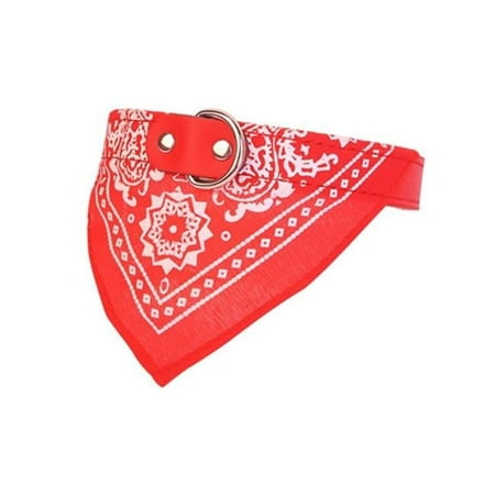 Fresh Fab Finds FFF-Red-L-GPCT1298 Adjustable Bandana Leather Pet Collar Triangle Scarf Red - Large