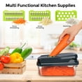thumbnail image 5 of Vegetable Chopper, 7 Blade Veggie Chopper, Practical Food Chopper with Container, Cheese Grater, Home Essentials & Kitchen Gadgets(Green/Grey)（32*11*11cm), 5 of 5