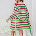 thumbnail image 3 of Robe de Pyjama à Pois et Rayures Imprimé de Noël Manches Longues Décontractée Ample Col en V Mode Robe de Nuit, 3 of 5