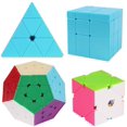 thumbnail image 1 of Speed Cube Set 4 Pack Magic Cube Bundle 3x3 Pyramid Cube Bundle Megaminx Skew Cube Mirror Sturdy and Smooth Stickerless Cubes Collection Puzzles Toy for Child and Adults, 1 of 3