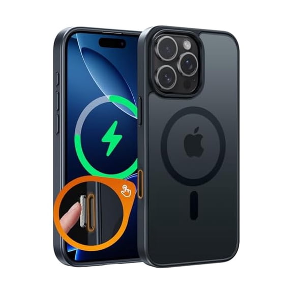 Eryueer for iPhone 16 Pro Case: Magnetic Matte Translucent Military Grade Drop Protective Phone Case | Shockproof Thin Rugged Durable Protection Bumper Cover