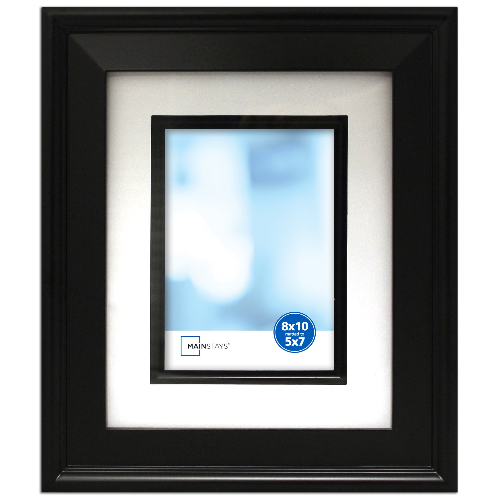 Mainstays MS 8” x 10” Matted to 5” x 7” Beveled Black Photo Frame